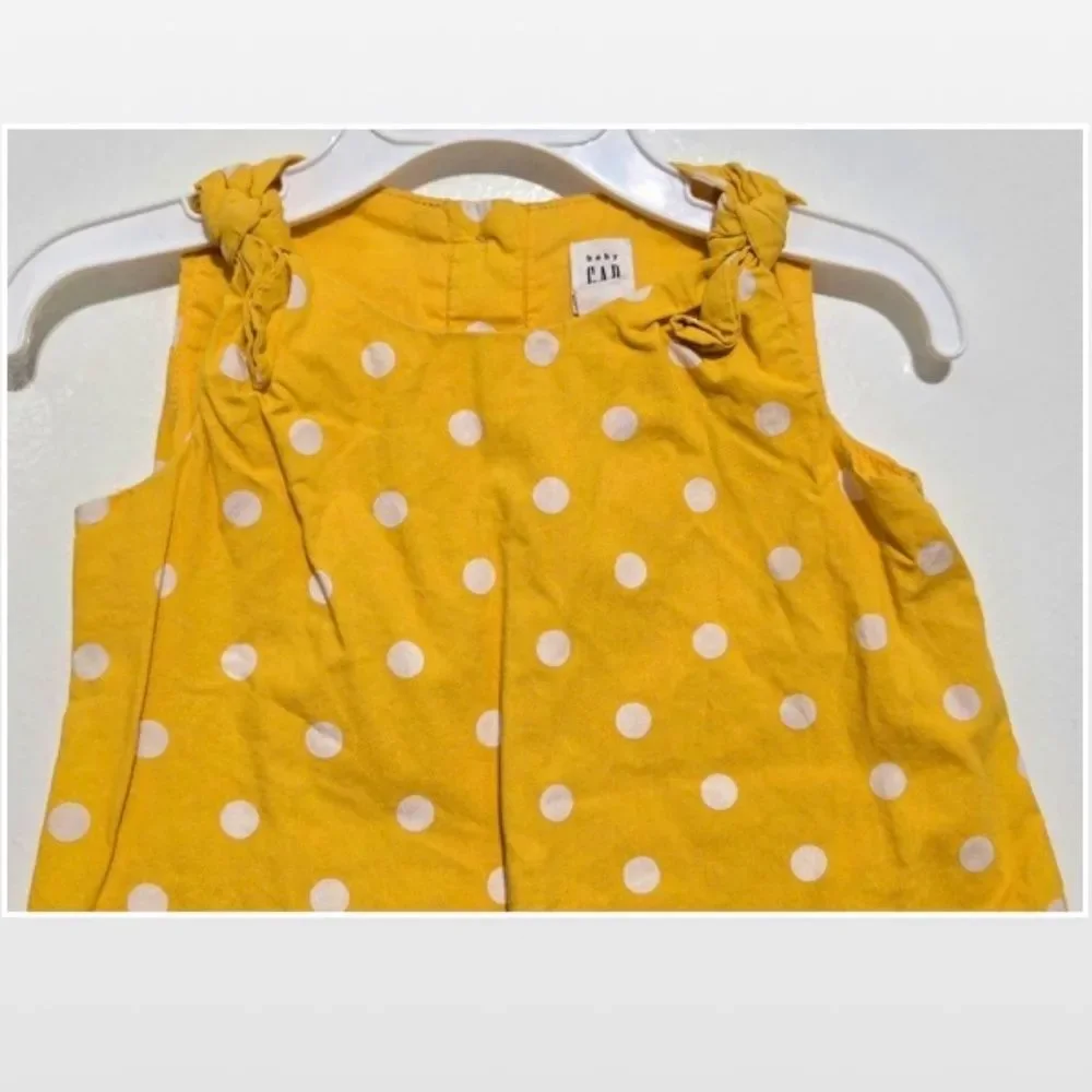 Gap Dress Girl Yellow White Polka Dot Sleeveless Summer Jumper 2